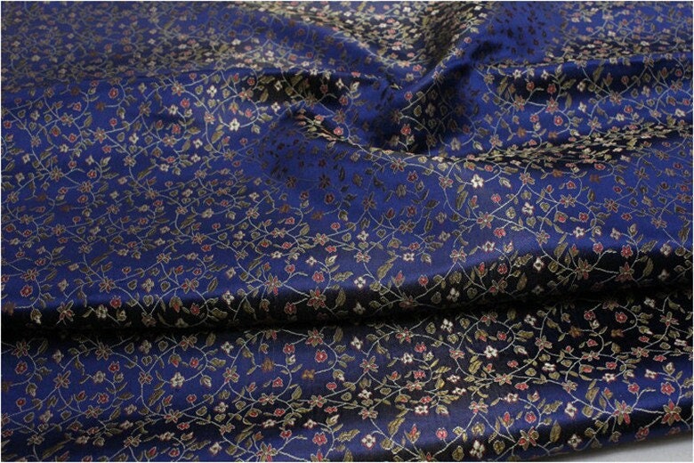 Floral Chinese Brocade Fabric: Silk Rayon Blend, 35" Wide