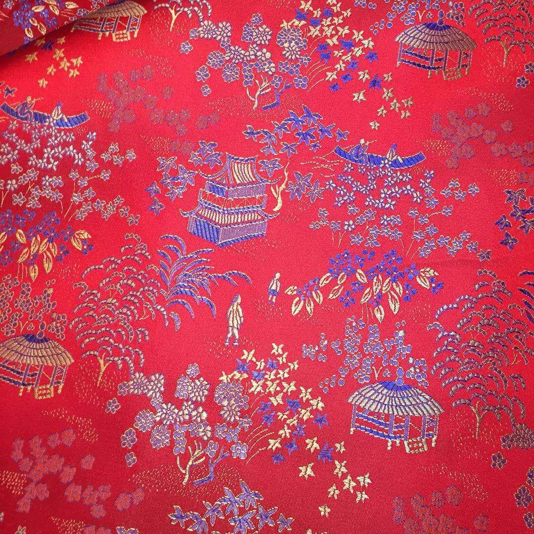 Tissu brocart de soie chinois ancien : Ameublement et couture (59 po de largeur)
