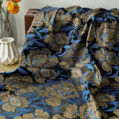 Gold Thread Floral Jacquard Fabric: Vintage Palace Designer Fabric, 62" Wide