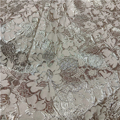 Gold Thread Floral Jacquard Fabric: 3D Texture, 59" Wide By 1 Meter