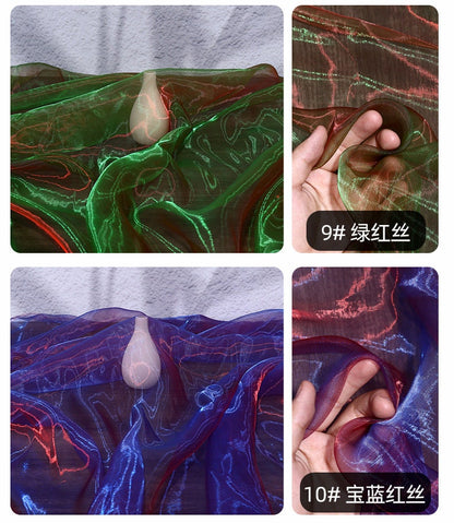 Two-Color Organza Fabric: 59" Wide Glass Yarn for Sewing, Costume, Wedding - By The Meter
