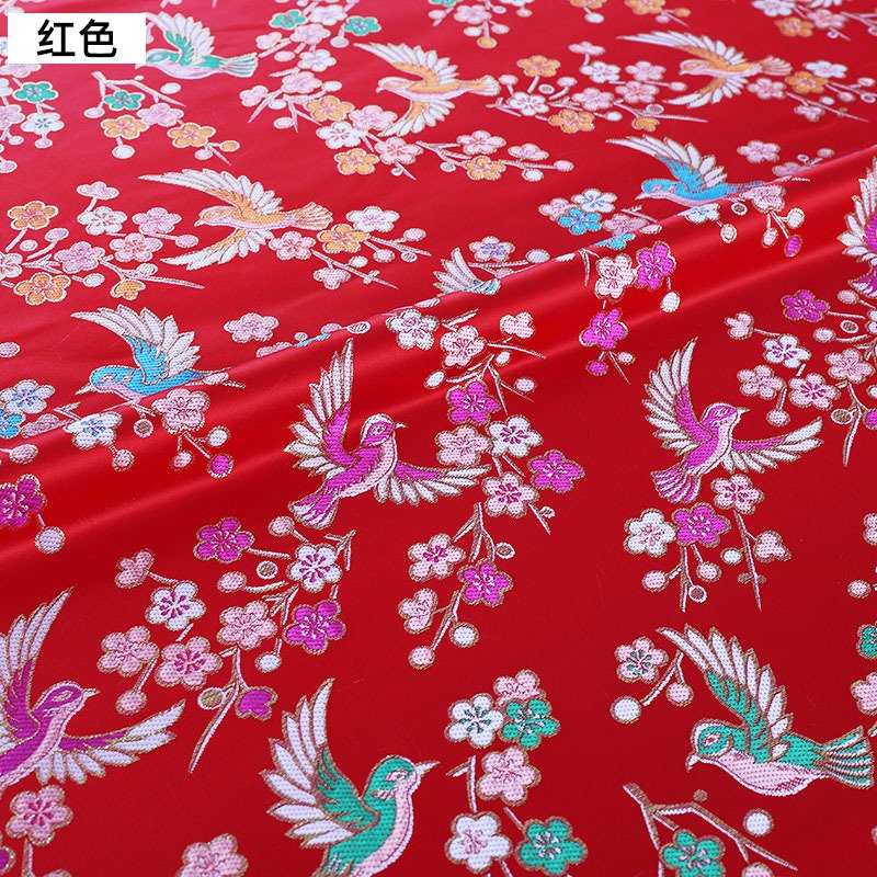 Bird Pattern Rayon Brocade Fabric: 57"W Cheongsam Costume Material