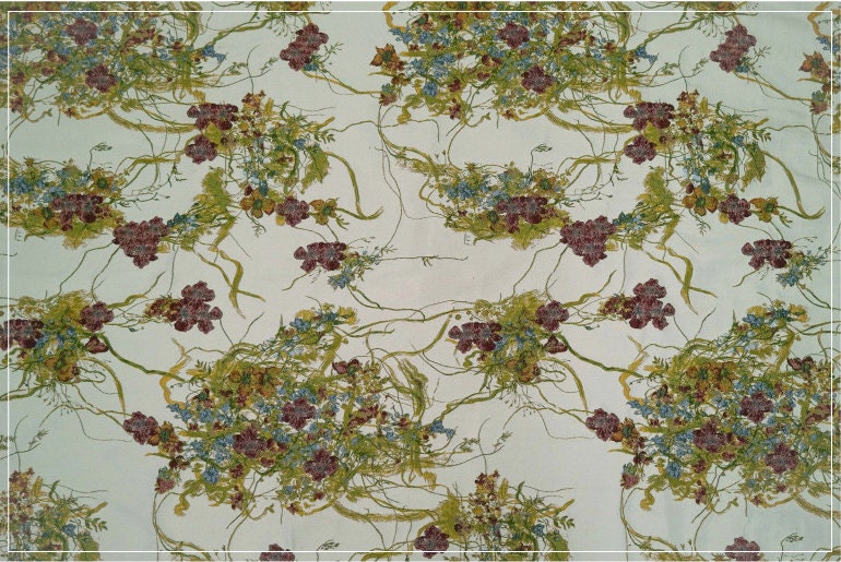 Vine Flower Jacquard Fabric: 3D Oil Painting Texture, 58" Wide