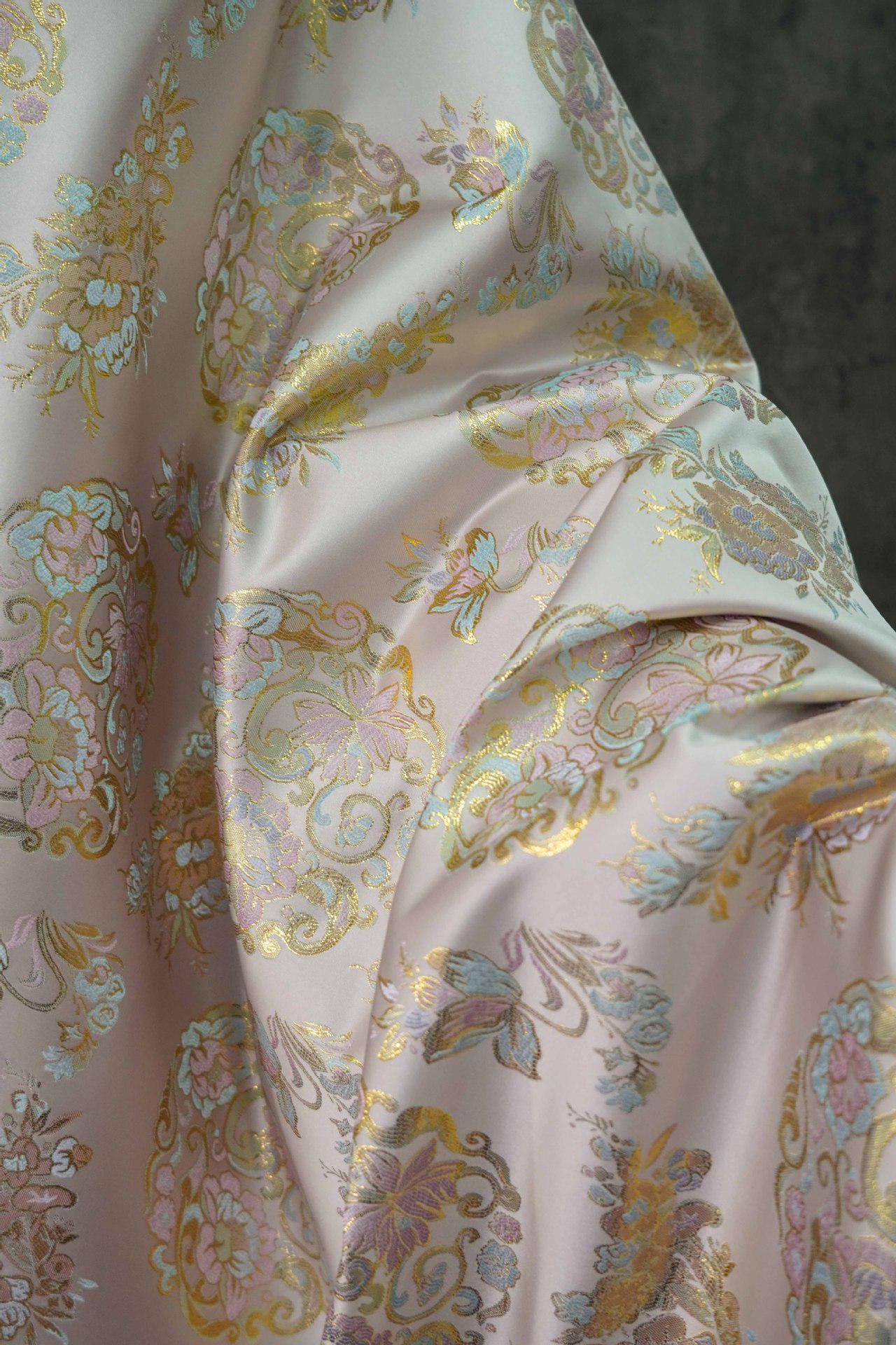 Gold Thread Brocade Fabric: 59"W Mongolian Tibetan Style