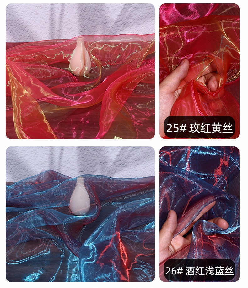 Two-Tone Organza Fabric: 59" Wide Glass Yarn for Sewing & Costumes