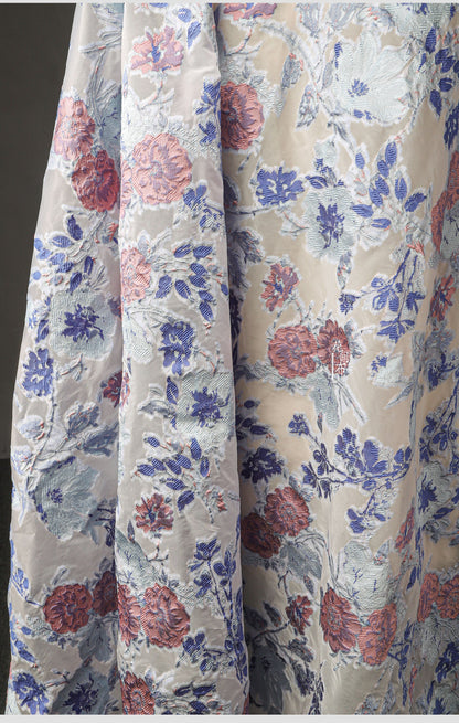 Floral Jacquard Embroidery Fabric: 54"W 3D Relief Polyester