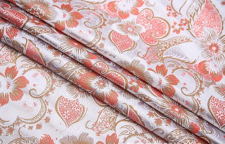 Moonflower Silk Brocade Fabric: Chinese Upholstery & Sewing - By The Meter