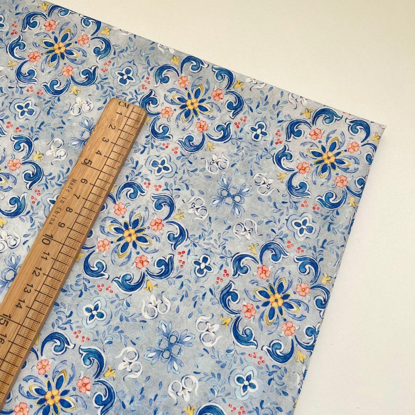 Floral Cotton Fabric: 1960s Style Print, 59" Wide