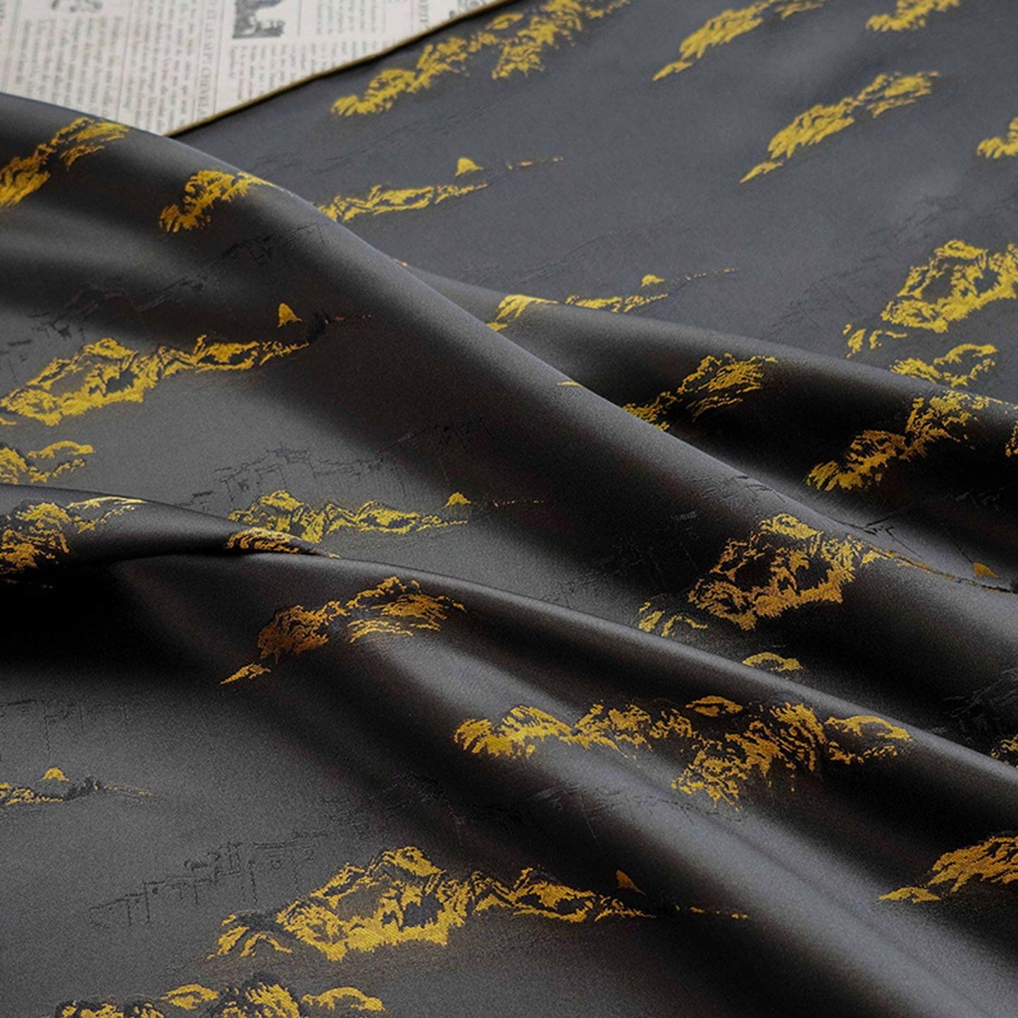Gold Thread Jacquard Fabric: Pavilion 3D Upholstery & Costume Fabric
