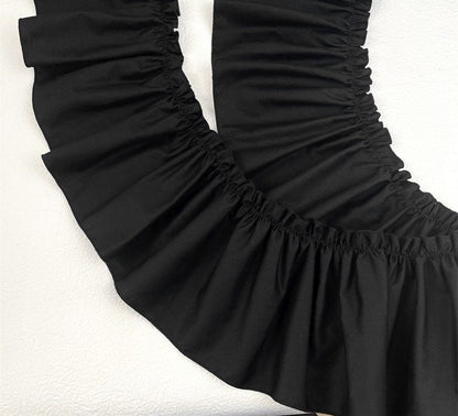 Black Cotton Ruffle Fabric Trim: DIY Doll Clothing, Decor - 3" Width