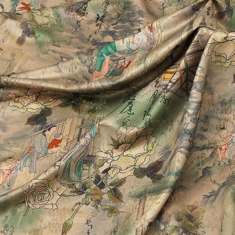 Red Cloud Yarn Floral Fabric: Silken Upholstery, Costume, Doll Making (59"W)
