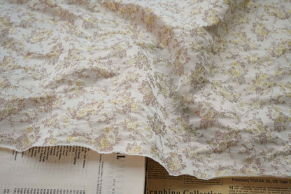 Gold Thread Floral Jacquard Fabric: 3D Texture, 60" Wide