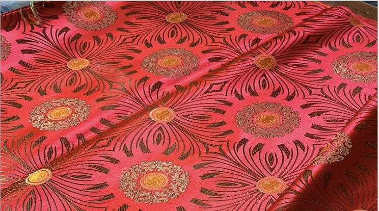 Brocart de soie à motif floral : ameublement et couture, largeur 75 cm