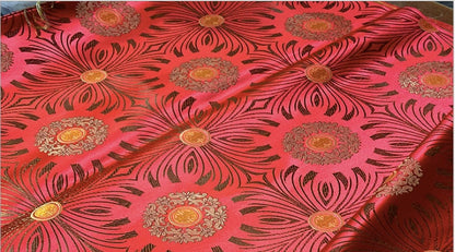 Brocart de soie à motif floral : ameublement et couture, largeur 75 cm