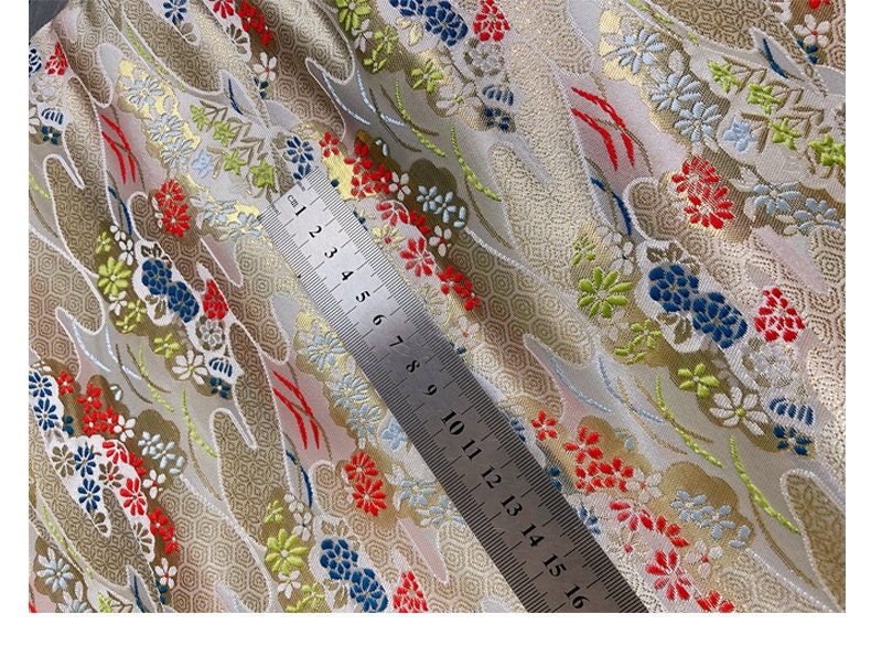 Nishijin Ori Silk Brocade Fabric: Japanese Kimono Gown Jacquard (29.5"/59"W)