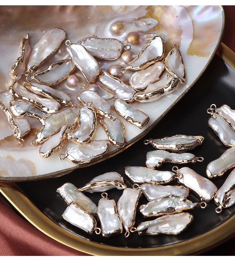 Perles baroques à bordure dorée : fournitures pour la création de bijoux à faire soi-même