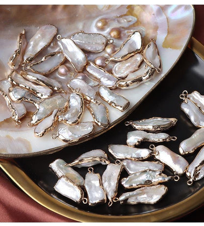 Perles baroques à bordure dorée : fournitures pour la création de bijoux à faire soi-même