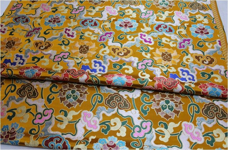 Floral Jacquard Brocade Fabric: Chinese Mongolian Style (By The Meter) - Poppylollipop