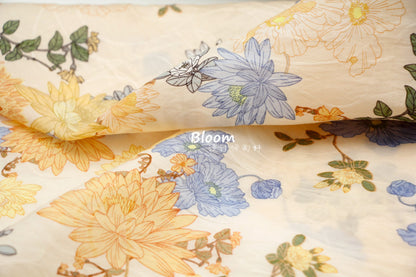 Vintage Floral Hemp Tencel Linen Fabric: Silky Sustainable Material