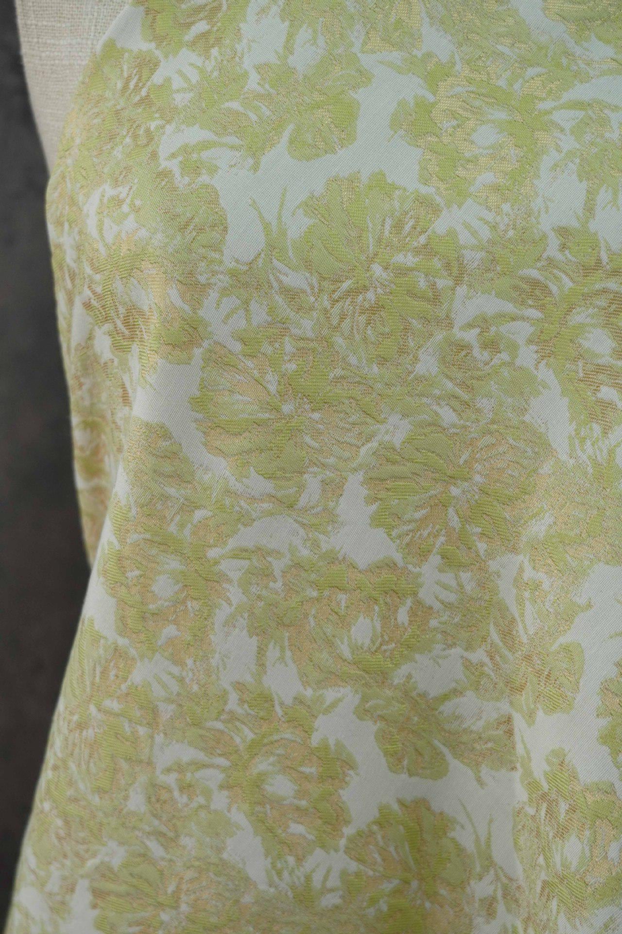 Embossed Yellow Floral Fabric ��� Abstract Woven Polyest" Wide