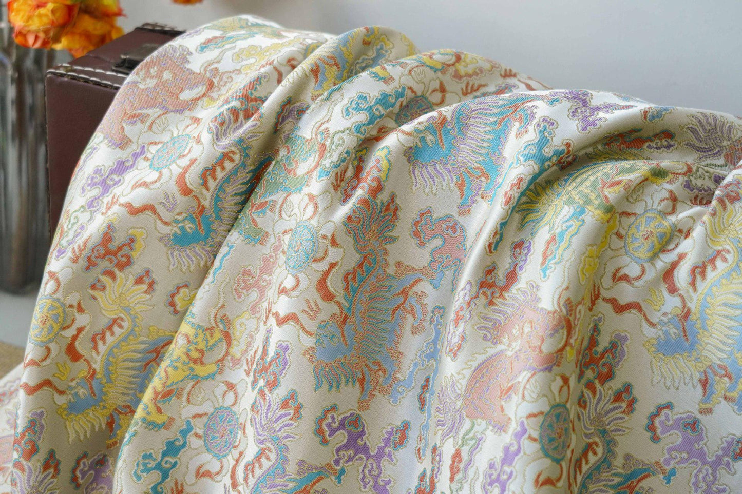 Kirin & Cloud Jacquard Brocade Fabric: Costume, Upholstery, Decor - 66��ï¿