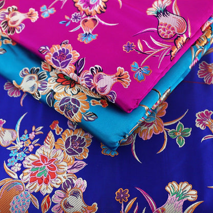 Floral Jacquard Brocade Fabric: Chinese Mongolian Gown Robe, 29.5" Wide