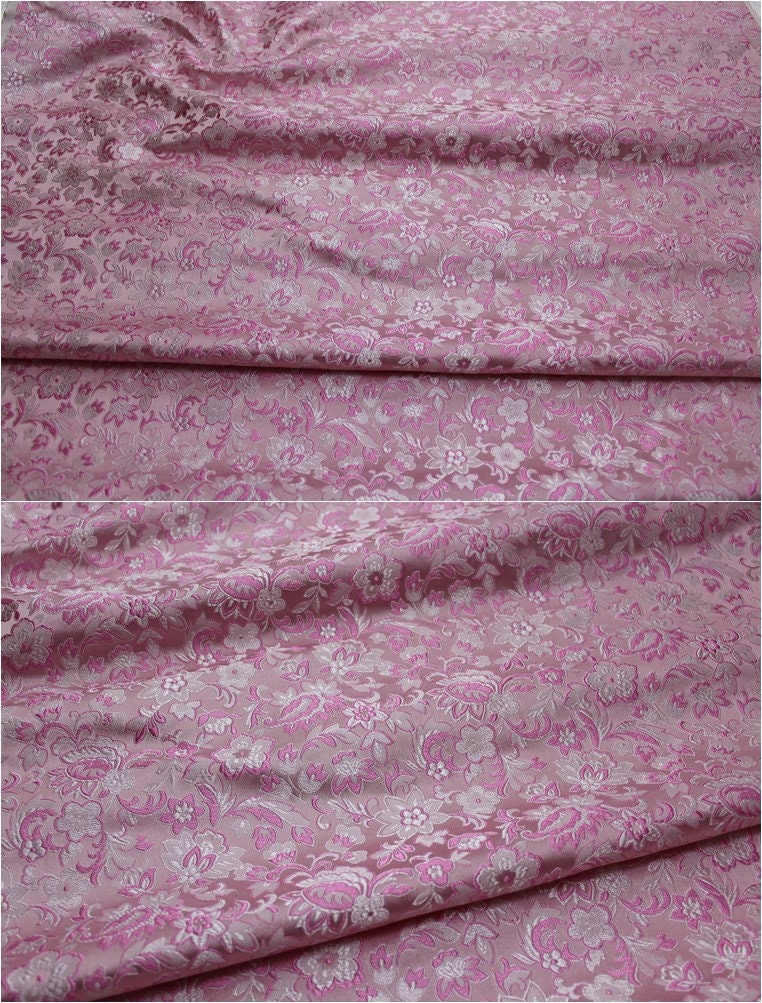 Floral Brocade Fabric: Silk Rayon Blend, Cheongsam Qipao Material (29.5" Wide)