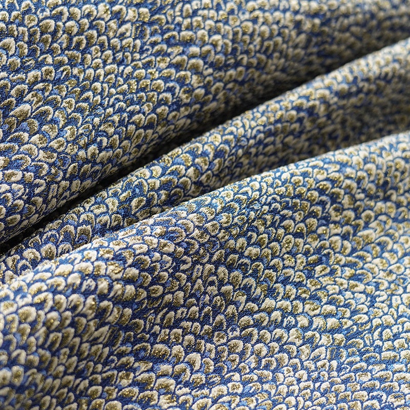 Metallic Damask Jacquard Fabric: 3D Fish Scale Texture, 53" Wide
