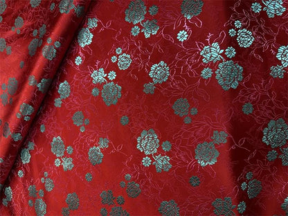 Silk Brocade Fabric: Tea Flower Damask, 45" Wide, Upholstery & Costume