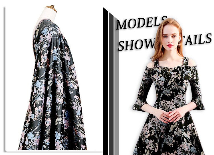 Gold Thread Floral Jacquard Fabric: 3D Texture Upholstery, Prom Dress, Sewing (57" W)