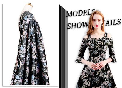 Gold Thread Floral Jacquard Fabric: 3D Texture Upholstery, Prom Dress, Sewing (57" W)
