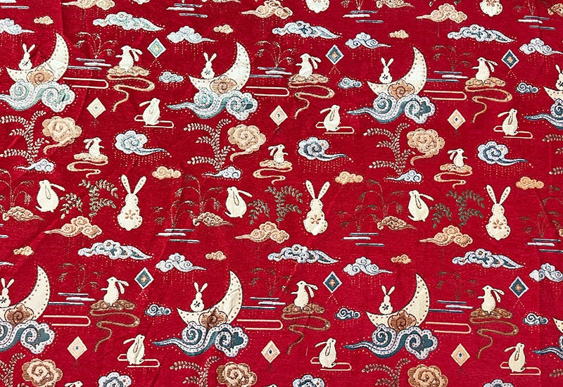 Rabbit Brocade Jacquard Fabric: 57"W Chenille Upholstery, Costume, Decor