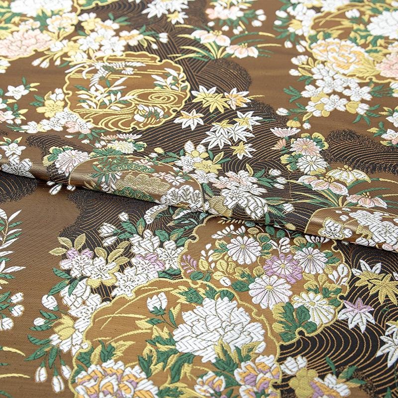 Nishijin Weave Fabric: Japanese Floral Silk Rayon Blend (59"W)