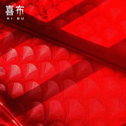Leaf Brocade Silk Satin Fabric: Antique Cheongsam Hanfu Material