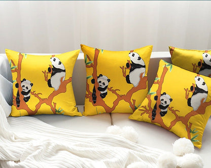 Tissu satiné imprimé panda : polyester doux, 145 cm de large