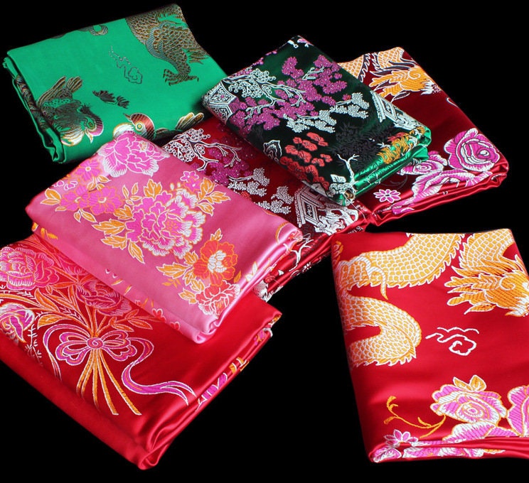 Handmade Silk Brocade Quilt: Chinese Wedding Fabric, Queen/King Size