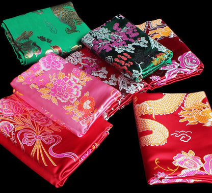 Handmade Silk Brocade Quilt: Chinese Wedding Fabric, Queen/King Size
