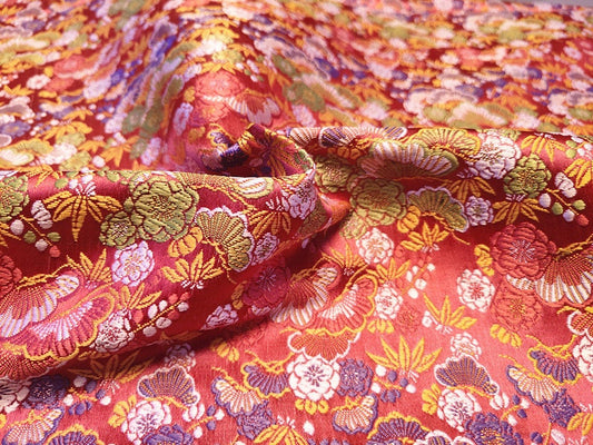 Tissu brocart de soie japonais Nishijin : Jacquard floral (au mètre)