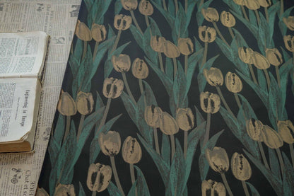Jacquard Tulip Fabric: Retro Style Yarn-Dyed Upholstery (65"W)
