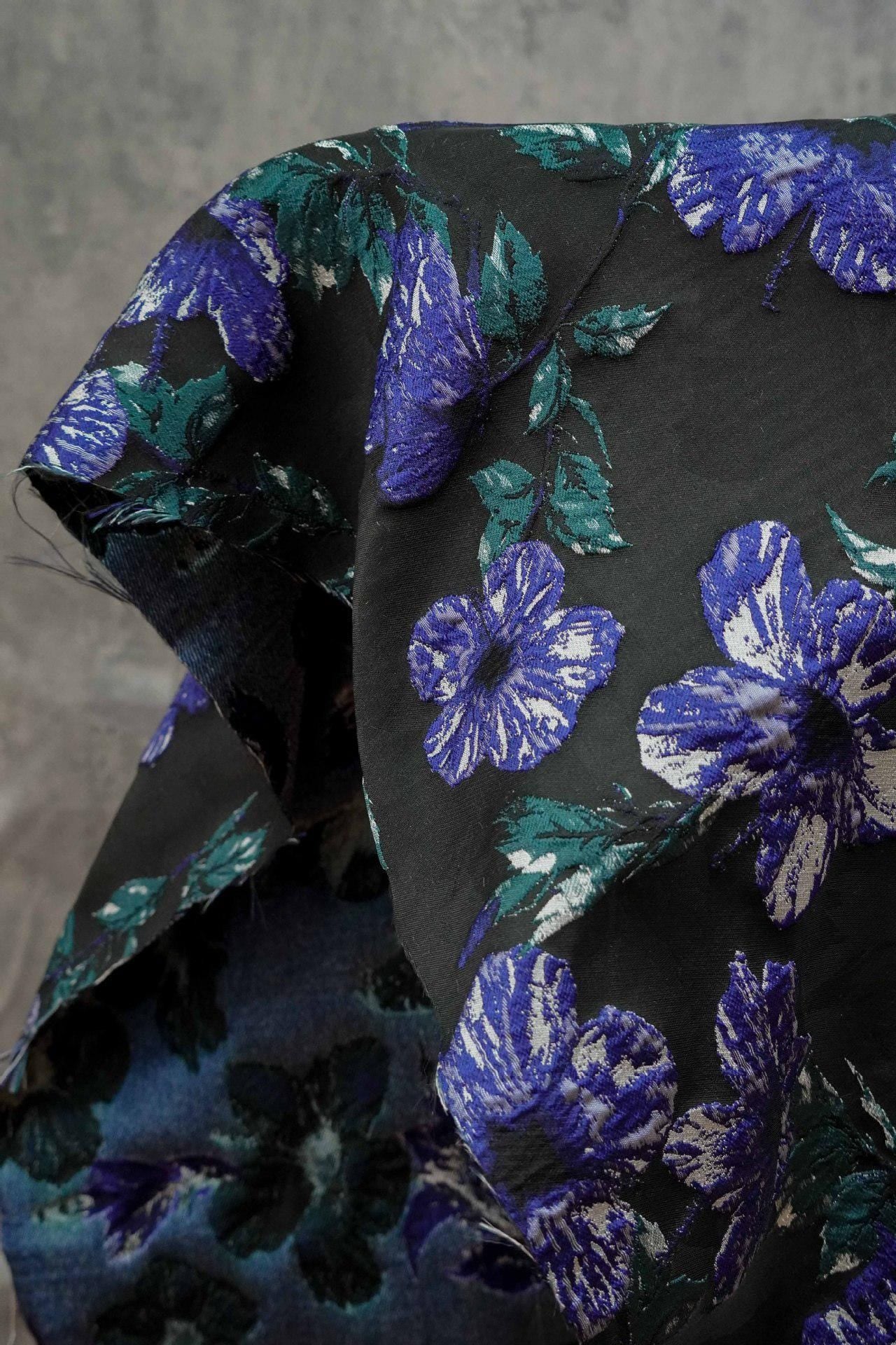 Gold Thread Jacquard Woven Fabric: 3D Floral Embossed Upholstery, Costume, Sewing - 55"W