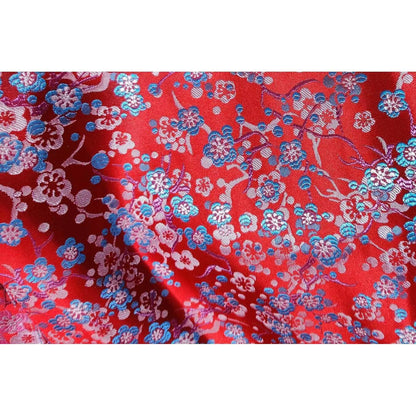 Plum Blossom Silk Brocade Fabric: Multicolored Cheongsam Qipao Material