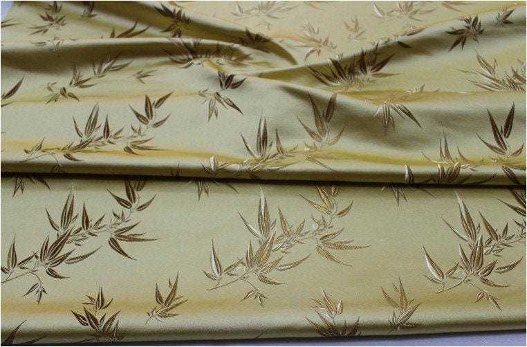 Leaves & Flower Brocade Fabric: Silk Rayon Blend, 29.5" Wide