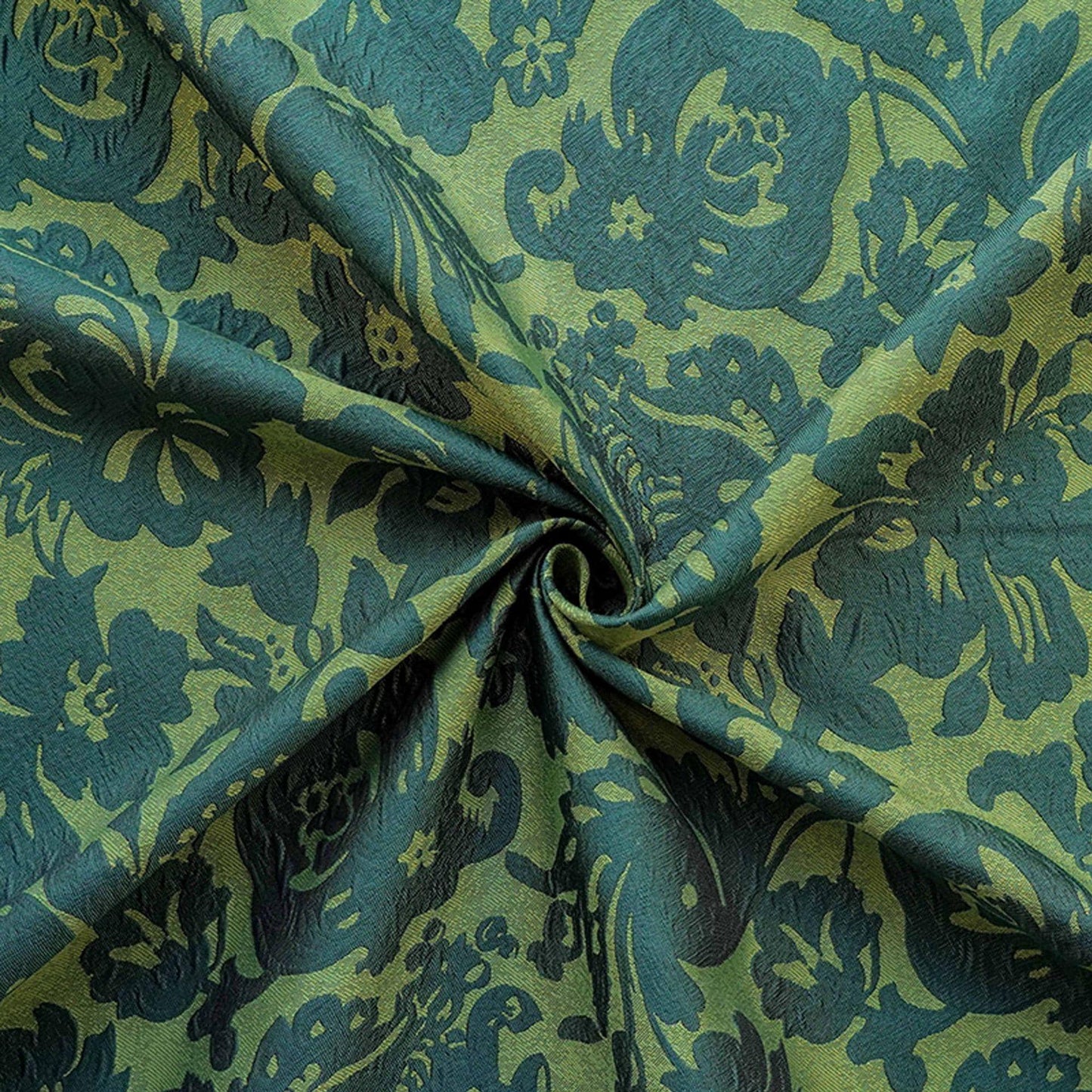 Embossed Floral Jacquard Fabric ��� Green Vintage Style Upholste" Wide