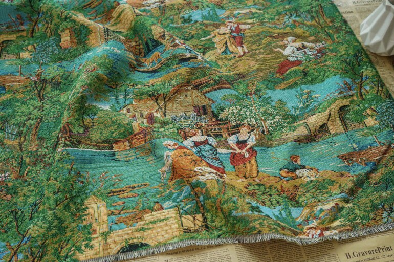 Jacquard Woven Fabric: Oil Painting Pattern, 50% Cotton (59"W)