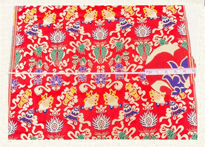 Tissu brocart de soie à double motif Poissons : Tissu de couture pour cheongsam bleu (29,5" de large)