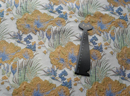 Vintage Rhubarb Jacquard Fabric: 3D Floral Designer Fabric, 60"W