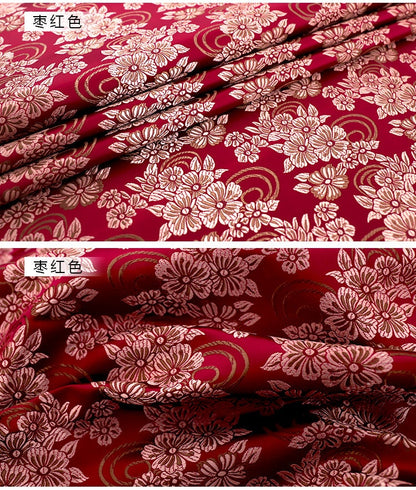 Floral Silk Brocade Fabric: 29.5" Wide, Chinese Wedding Fabric