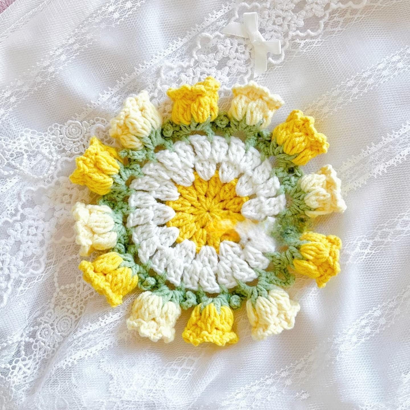 Kit de sous-verres roses au crochet à faire soi-même : Matériel pour la confection de fleurs artisanales