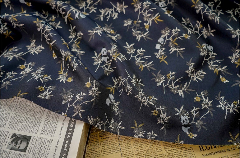 Panda Bamboo Jacquard Fabric: Rayon Blend, 57" Wide
