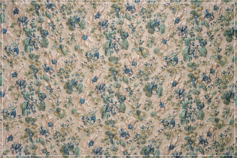 Vintage French Jacquard Fabric: 3D Floral Texture, Upholstery & Sewing, 53" Wide